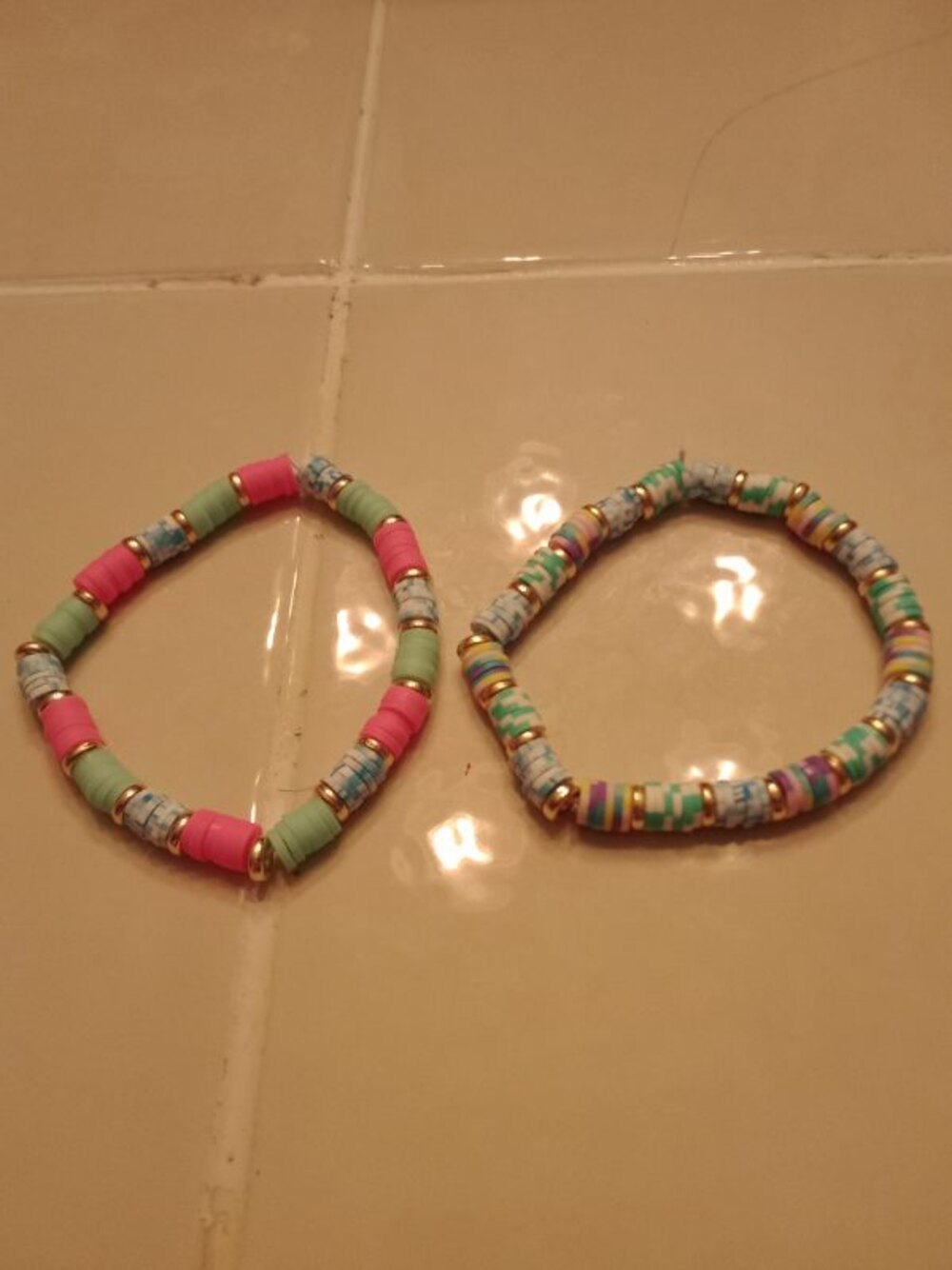Pink and earthy handmade beaded bracelets