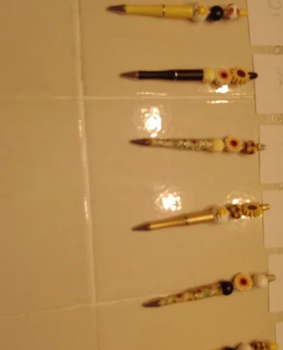 Handmade beaded pens with floral focal beads