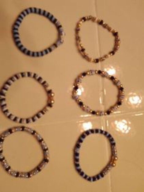 Navy and silver beaded bracelets